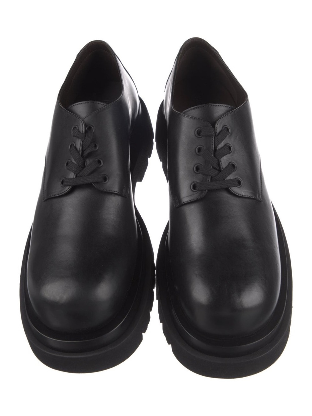 AUTHENTICATED Bottega Veneta Men’s Black Leather Derby Shoes w/ box